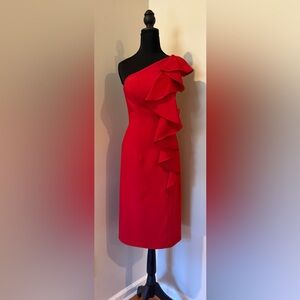 Alyce Paris One Shoulder Red Dress with Ruffle